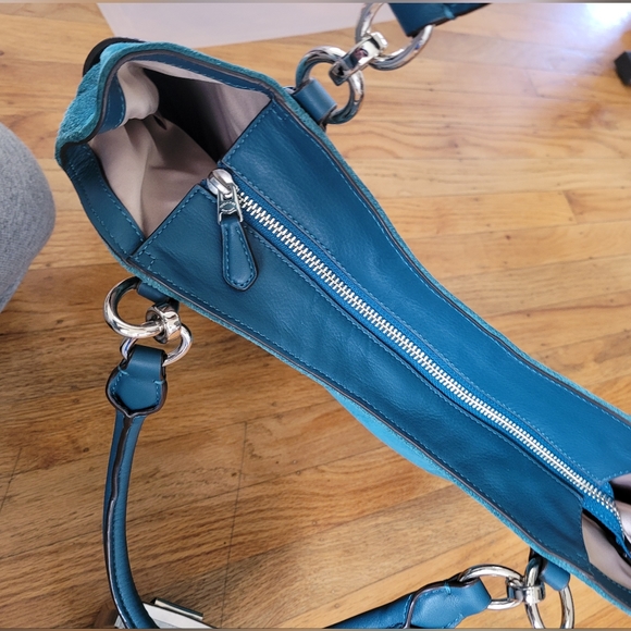 Coach Blue Suede Hobo Handbag - Picture 3 of 9